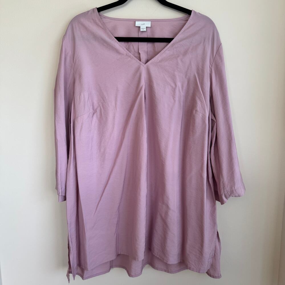 J. Jill Tunic Top Lavender Purple Sz XL Side Slit Long Sleeve